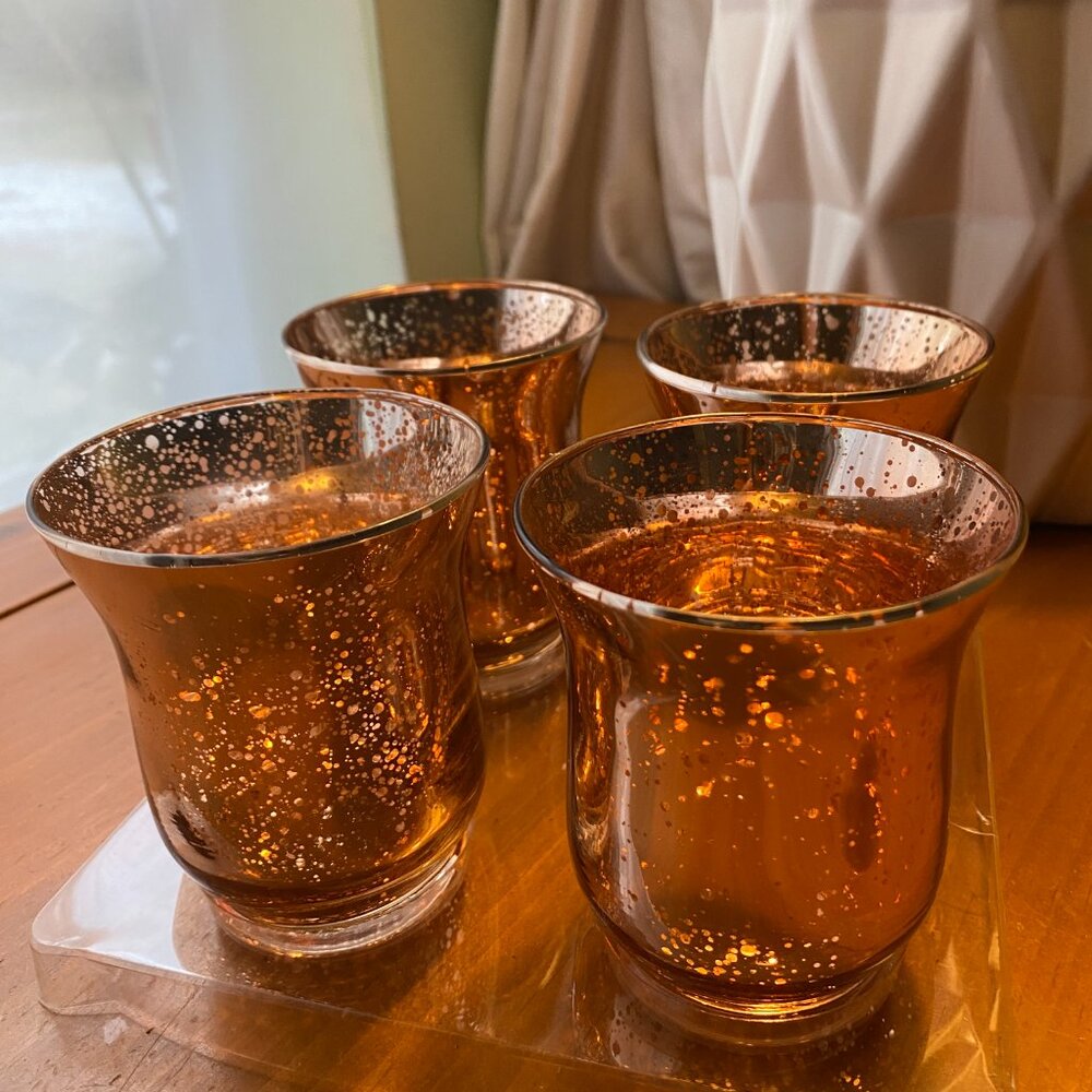 Lillian Rose Gold Mercury Tulip Shaped Glass Votive Tea light Holders Set of 4